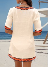 Beige Short Sleeve V Neck Cover Up | thumb picture 