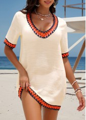 Beige Short Sleeve V Neck Cover Up | thumb picture 