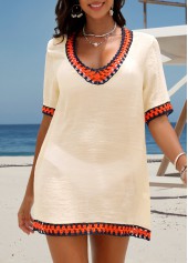 Beige Short Sleeve V Neck Cover Up | thumb picture 