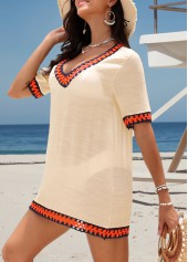 Beige Short Sleeve V Neck Cover Up | thumb picture 