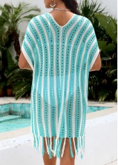 Multi Stripe Print Cyan V Neck Cover Up | thumb picture 