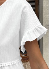 White Tummy Coverage Short Sleeve Round Neck Blouse | thumb picture 