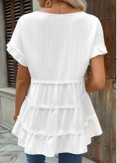 White Tummy Coverage Short Sleeve Round Neck Blouse | thumb picture 