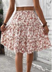 Brick Red Ditsy Floral Print A Line Skirt | thumb picture 