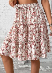 Brick Red Ditsy Floral Print A Line Skirt | thumb picture 