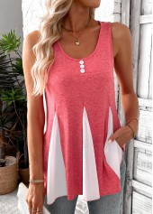 Peach Red Insert Sleeveless Scoop Neck Tank Top | thumb picture 