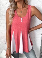 Peach Red Insert Sleeveless Scoop Neck Tank Top | thumb picture 