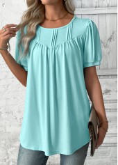 Cyan Tummy Coverage Short Sleeve Round Neck T Shirt | thumb picture 