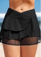 Mid Waisted Black Patchwork Swim Skirt