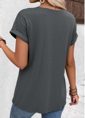 Dark Grey Short Sleeve Round Neck T Shirt | thumb picture 
