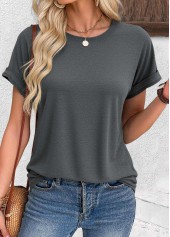 Dark Grey Short Sleeve Round Neck T Shirt | thumb picture 