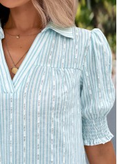 Light Blue Tummy Coverage Short Sleeve Shirt Collar Dress | thumb picture 