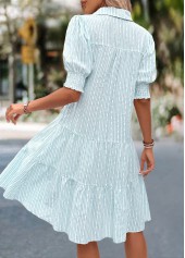 Light Blue Tummy Coverage Short Sleeve Shirt Collar Dress | thumb picture 