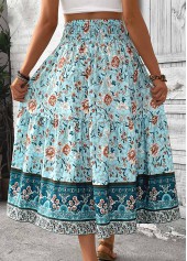 Mint Green Tribal Print A Line Elastic Waist Skirt | thumb picture 