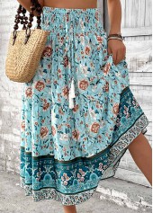 Mint Green Tribal Print A Line Elastic Waist Skirt | thumb picture 