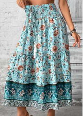 Mint Green Tribal Print A Line Elastic Waist Skirt | thumb picture 