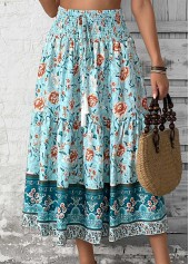 Mint Green Tribal Print A Line Elastic Waist Skirt | thumb picture 