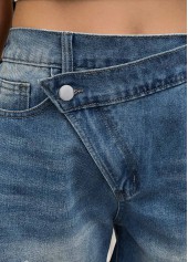 Denim Blue Button Fly High Waisted Shorts | thumb picture 