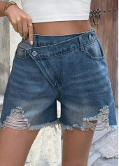 Denim Blue Button Fly High Waisted Shorts | thumb picture 