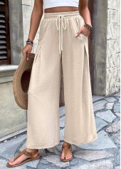 Light Camel Wide Leg Elastic Waist High Waisted Pants | thumb picture 