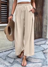 Light Camel Wide Leg Elastic Waist High Waisted Pants | thumb picture 
