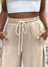 Light Camel Wide Leg Elastic Waist High Waisted Pants | thumb picture 