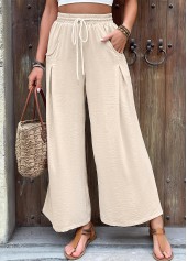 Light Camel Wide Leg Elastic Waist High Waisted Pants