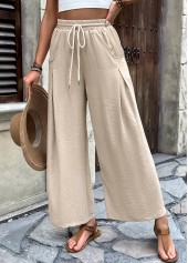 Light Camel Wide Leg Elastic Waist High Waisted Pants | thumb picture 
