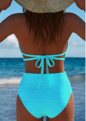 Mid Waisted Patchwork Cyan Bikini Set | thumb picture 