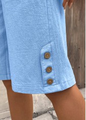 Light Blue Straight Leg Elastic Waist High Waisted Shorts | thumb picture 