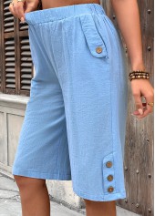 Light Blue Straight Leg Elastic Waist High Waisted Shorts | thumb picture 