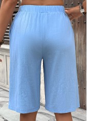 Light Blue Straight Leg Elastic Waist High Waisted Shorts | thumb picture 
