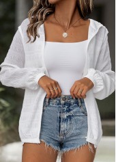 White Crinkled Texture Long Sleeve Jacket | thumb picture 