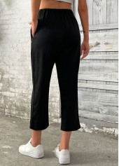 Black Straight Leg Elastic Waist High Waisted Pants | thumb picture 