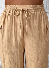 Light Camel Pocket Straight Leg Elastic Waist Pants | thumb picture 