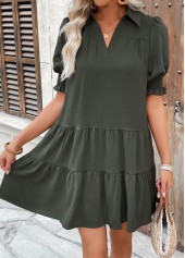 Olive Green Tummy Coverage A Line Short Sleeve Dress | thumb picture 