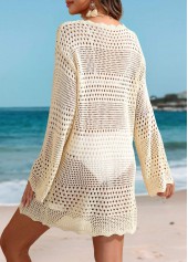 Beige Round Neck Scalloped Hem Cover Up | thumb picture 