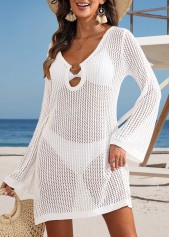 White Cut Out V Neck Cover Up | thumb picture 