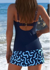 Mid Waisted Graffiti Print Navy Tankini Set | thumb picture 