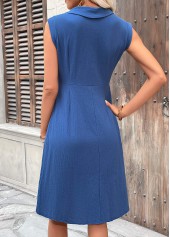 Blue Patch Pocket Sleeveless Turn Down Collar Dress | thumb picture 