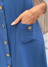 Blue Patch Pocket Sleeveless Turn Down Collar Dress | thumb picture 