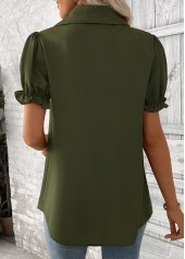 Olive Green Curved Hem Short Sleeve Blouse | thumb picture 