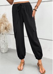 Black Pocket Jogger Elastic Waist High Waisted Pants | thumb picture 
