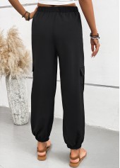 Black Pocket Jogger Elastic Waist High Waisted Pants | thumb picture 