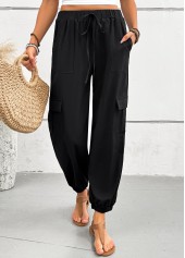 Black Pocket Jogger Elastic Waist High Waisted Pants | thumb picture 