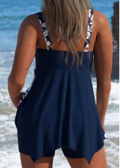 Mid Waisted Floral Print Navy Tankini Set | thumb picture 