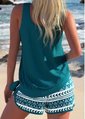Bowknot Geometric Print Turquoise Tankini Set | thumb picture 