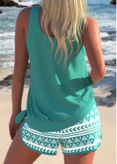 Bowknot Geometric Print Sage Green Tankini Set | thumb picture 