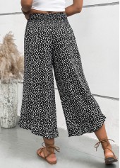 Black Polka Dot Wide Leg Elastic Waist Pants | thumb picture 