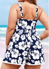 Plus Size Blue Floral Print One Piece Swimwear | thumb picture 